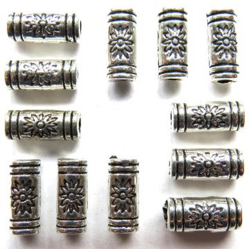 10mm Silver Cylinders: Set of 9