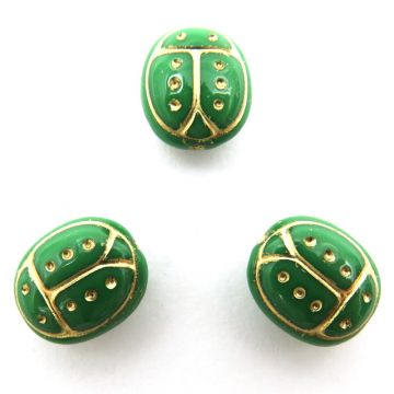 Glass Ladybug: Green/Gold: 3 pieces