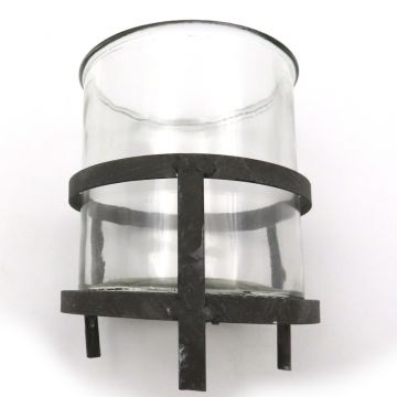 Metal & Glass Candle Holder 15 cm (disc)