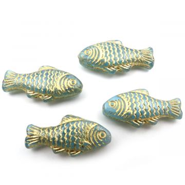 4 Fish: Blue w/ Gold