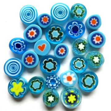 Fused Millefiori: Turquoise 7-13mm