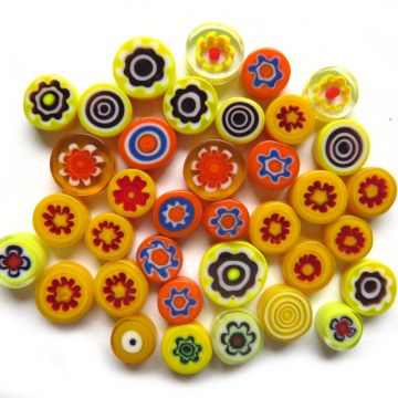 Fused Millefiori: Yellow 7-13mm