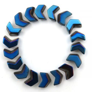 Electroplated Chevron Beads: Blue