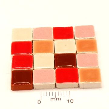 8mm Mini Square Mix: Rouge: +/-35pcs