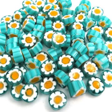 U62 Teal Yellow Flower