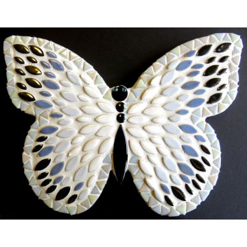 25cm Admiral Butterfly: White, Blue, Silver
