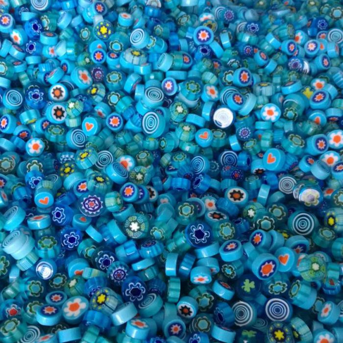 Fused Millefiori: Turquoise 7-13mm