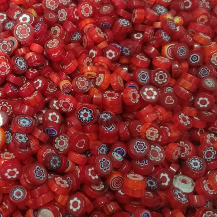 Fused Millefiori: Red 7-13mm